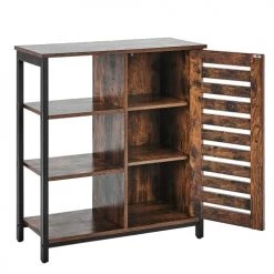 Beliani Commodes Et Cabinets Commode 1 Porte Effet Bois Foncé Noir -Coffres et malles Soldes commode 1 porte effet bois fonce noir 3