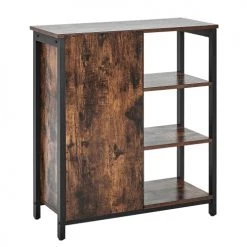 Beliani Commodes Et Cabinets Commode 1 Porte Effet Bois Foncé Noir -Coffres et malles Soldes commode 1 porte effet bois fonce noir 4