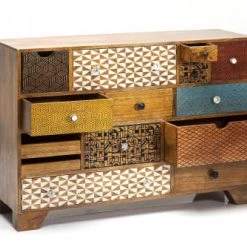 Kare Design Commodes Et Cabinets Commode 14 Tiroirs En Manguier Massif Motifs Multicolores -Coffres et malles Soldes commode 14 tiroirs en manguier massif motifs multicolores 2