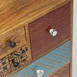 Kare Design Commodes Et Cabinets Commode 14 Tiroirs En Manguier Massif Motifs Multicolores -Coffres et malles Soldes commode 14 tiroirs en manguier massif motifs multicolores 3