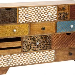 Kare Design Commodes Et Cabinets Commode 14 Tiroirs En Manguier Massif Motifs Multicolores -Coffres et malles Soldes commode 14 tiroirs en manguier massif motifs multicolores 4