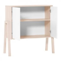 Calicosy Commodes Et Cabinets Commode 2 Portes 1 étagère Intérieure - Blanc Et Beige 8 Calicosy Commodes Et Cabinets Commode 2 Portes 1 étagère Intérieure - Blanc Et Beige -Coffres et malles Soldes commode 2 portes 1 etagere interieure blanc et beige 2