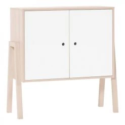 Calicosy Commodes Et Cabinets Commode 2 Portes 1 étagère Intérieure - Blanc Et Beige