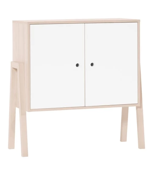 Calicosy Commodes Et Cabinets Commode 2 Portes 1 étagère Intérieure - Blanc Et Beige 3 Calicosy Commodes Et Cabinets Commode 2 Portes 1 étagère Intérieure - Blanc Et Beige