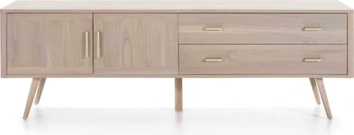 Thai Natura Commodes Et Cabinets Commode 2 Portes 2 Grd Tiroirs Cérusé Blanc 4 Thai Natura Commodes Et Cabinets Commode 2 Portes 2 Grd Tiroirs Cérusé Blanc – Image 2