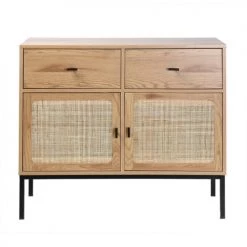 Casâme Commodes Et Cabinets Commode 2 Portes 2 Tiroirs Avec Cannage En Rotin - L90cm