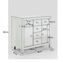 Kare Design Commodes Et Cabinets Commode 2 Portes 6 Tiroirs En Verre Miroir -Coffres et malles Soldes commode 2 portes 6 tiroirs en verre miroir 2