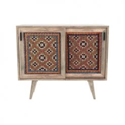 Rendez Vous Déco Commodes Et Cabinets Commode 2 Portes Coulissantes En Manguier Et Cannage Coloré