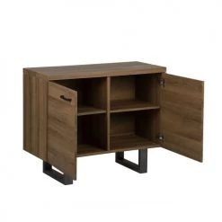 Beliani Commodes Et Cabinets Commode 2 Portes Effet Bois Foncé -Coffres et malles Soldes commode 2 portes effet bois fonce 3