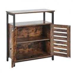 Beliani Commodes Et Cabinets Commode 2 Portes Effet Bois Foncé Noir -Coffres et malles Soldes commode 2 portes effet bois fonce noir 2