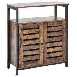 Beliani Commodes Et Cabinets Commode 2 Portes Effet Bois Foncé Noir