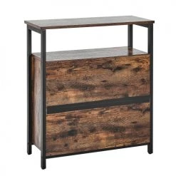 Beliani Commodes Et Cabinets Commode 2 Portes Effet Bois Foncé Noir -Coffres et malles Soldes commode 2 portes effet bois fonce noir 3