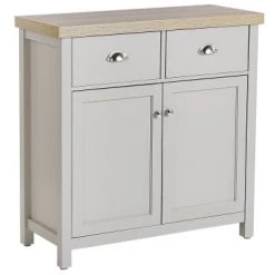 Beliani Commodes Et Cabinets Commode 2 Portes Gris Et Effet Bois Clair