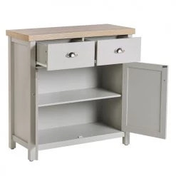 Beliani Commodes Et Cabinets Commode 2 Portes Gris Et Effet Bois Clair -Coffres et malles Soldes commode 2 portes gris et effet bois clair 3