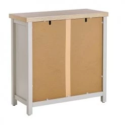 Beliani Commodes Et Cabinets Commode 2 Portes Gris Et Effet Bois Clair -Coffres et malles Soldes commode 2 portes gris et effet bois clair 4