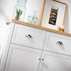 Casâme Commodes Et Cabinets Commode 2 Tiroirs 2 Portes Blanches Et Décor Bois -Coffres et malles Soldes commode 2 tiroirs 2 portes blanches et decor bois 3