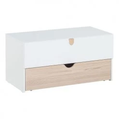 Calicosy Commodes Et Cabinets Commode 2 Tiroirs Avec Tiroir Mobile Sur Roulettes - Blanc