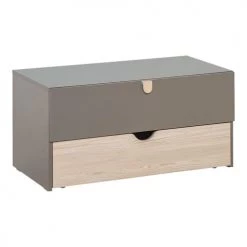 Calicosy Commodes Et Cabinets Commode 2 Tiroirs Avec Tiroir Mobile Sur Roulettes - Taupe