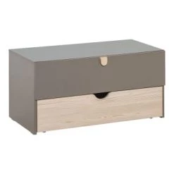 Calicosy Commodes Et Cabinets Commode 2 Tiroirs Avec Tiroir Mobile Sur Roulettes - Taupe -Coffres et malles Soldes commode 2 tiroirs avec tiroir mobile sur roulettes taupe 4