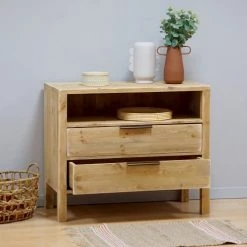 Dendro Commodes Et Cabinets Commode 2 Tiroirs Bois Massif -Coffres et malles Soldes commode 2 tiroirs bois massif 2