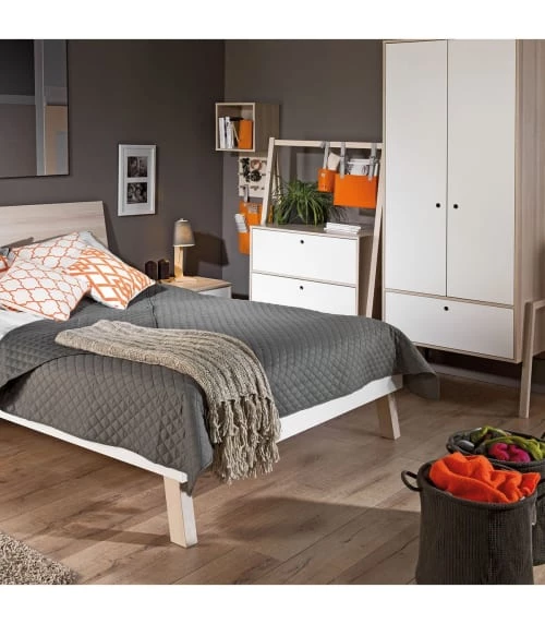 Calicosy Commodes Et Cabinets Commode 2 Tiroirs Décor Bois Et Blanc 4 Calicosy Commodes Et Cabinets Commode 2 Tiroirs Décor Bois Et Blanc – Image 2