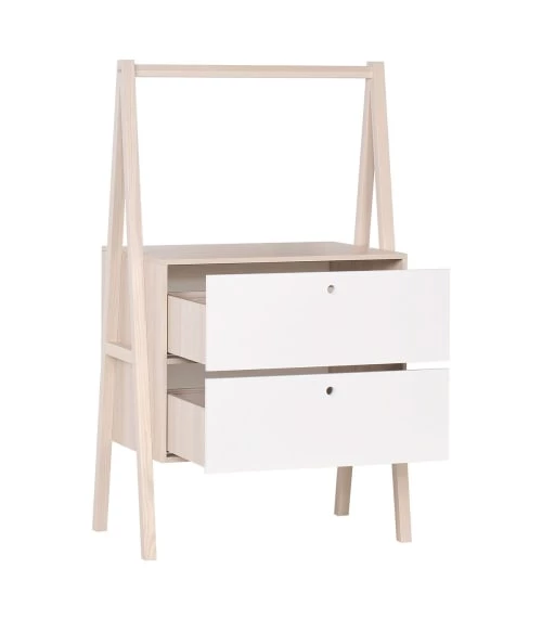 Calicosy Commodes Et Cabinets Commode 2 Tiroirs Décor Bois Et Blanc 5 Calicosy Commodes Et Cabinets Commode 2 Tiroirs Décor Bois Et Blanc – Image 3