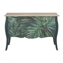 Maisons Du Monde Commodes Et Cabinets Commode 2 Tiroirs En Bois Vert, Imprimé Feuilles 121x80