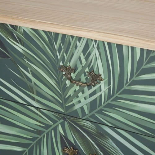 Maisons Du Monde Commodes Et Cabinets Commode 2 Tiroirs En Bois Vert, Imprimé Feuilles 121x80 5 Maisons Du Monde Commodes Et Cabinets Commode 2 Tiroirs En Bois Vert, Imprimé Feuilles 121x80 – Image 3
