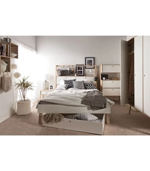 Calicosy Commodes Et Cabinets Commode 2 Tiroirs Et 1 Porte Abattant - Blanc Et Beige 4 Calicosy Commodes Et Cabinets Commode 2 Tiroirs Et 1 Porte Abattant - Blanc Et Beige – Image 2