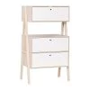 Calicosy Commodes Et Cabinets Commode 2 Tiroirs Et 1 Porte Abattant - Blanc Et Beige