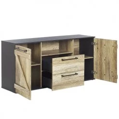Beliani Commodes Et Cabinets Commode 2 Tiroirs Noire Et Bois Clair -Coffres et malles Soldes commode 2 tiroirs noire et bois clair 2