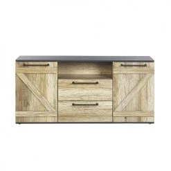 Beliani Commodes Et Cabinets Commode 2 Tiroirs Noire Et Bois Clair -Coffres et malles Soldes commode 2 tiroirs noire et bois clair 3