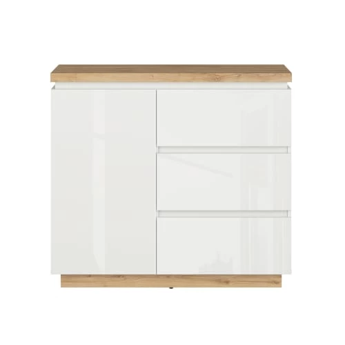 Brw Commodes Et Cabinets Commode 3 Tiroirs 1 Porte Blanche Et Naturelle 4 Brw Commodes Et Cabinets Commode 3 Tiroirs 1 Porte Blanche Et Naturelle – Image 2