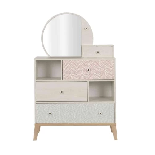 Terre De Nuit Commodes Et Cabinets Commode 3 Tiroirs 2 Niches Avec Miroir En Bois Imitation Chêne Blanchi 3 Terre De Nuit Commodes Et Cabinets Commode 3 Tiroirs 2 Niches Avec Miroir En Bois Imitation Chêne Blanchi