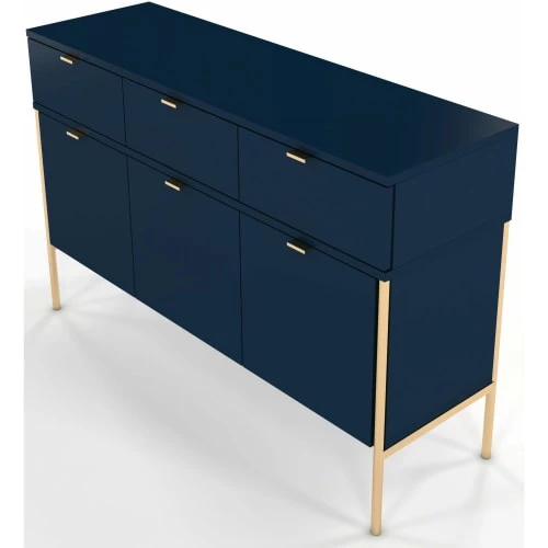 Skandica Commodes Et Cabinets Commode 3 Tiroirs 3 Portes Couleur Bleu H78cm 6 Skandica Commodes Et Cabinets Commode 3 Tiroirs 3 Portes Couleur Bleu H78cm – Image 4