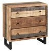 Altobuy Commodes Et Cabinets Commode 3 Tiroirs Acier Et Bois Massif -Coffres et malles Soldes commode 3 tiroirs acier et bois massif