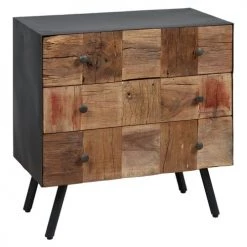 Altobuy Commodes Et Cabinets Commode 3 Tiroirs Acier Et Bois Massif