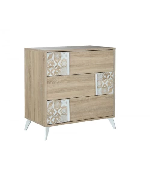Calicosy Commodes Et Cabinets Commode 3 Tiroirs Avec Motifs Blanc 7 Calicosy Commodes Et Cabinets Commode 3 Tiroirs Avec Motifs Blanc – Image 5