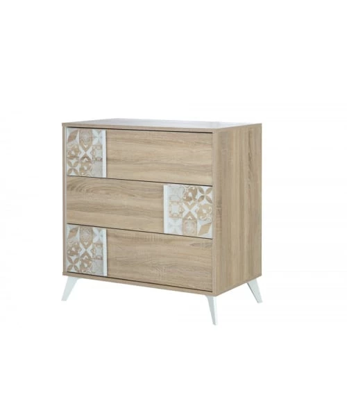 Calicosy Commodes Et Cabinets Commode 3 Tiroirs Avec Motifs Blanc 8 Calicosy Commodes Et Cabinets Commode 3 Tiroirs Avec Motifs Blanc – Image 6