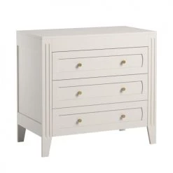 Calicosy Commodes Et Cabinets Commode 3 Tiroirs Avec Moulures L100 X H92cm - Blanc
