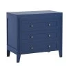 Calicosy Commodes Et Cabinets Commode 3 Tiroirs Avec Moulures L100 X H92cm - Bleu -Coffres et malles Soldes commode 3 tiroirs avec moulures l100 x h92cm bleu 1