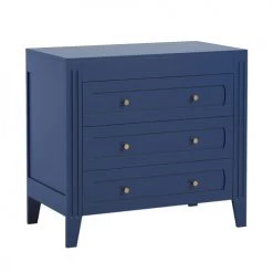 Calicosy Commodes Et Cabinets Commode 3 Tiroirs Avec Moulures L100 X H92cm - Bleu
