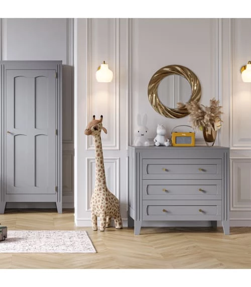 Calicosy Commodes Et Cabinets Commode 3 Tiroirs Avec Moulures L100 X H92cm - Gris 4 Calicosy Commodes Et Cabinets Commode 3 Tiroirs Avec Moulures L100 X H92cm - Gris – Image 2