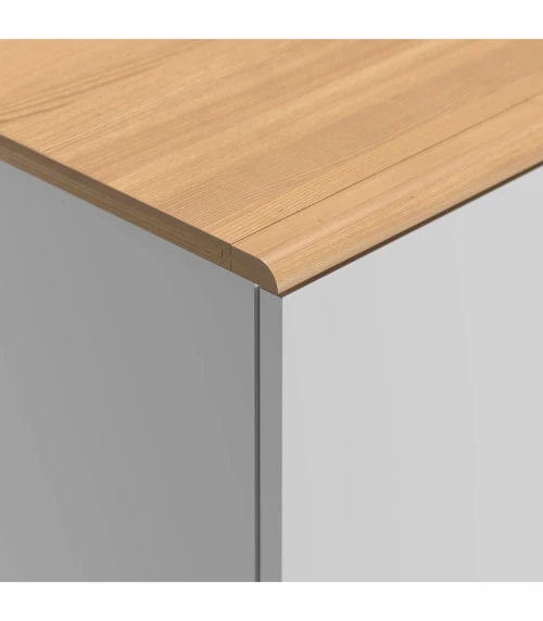 Calicosy Commodes Et Cabinets Commode 3 Tiroirs Avec Piétement En Chêne L100 Cm - Blanc 5 Calicosy Commodes Et Cabinets Commode 3 Tiroirs Avec Piétement En Chêne L100 Cm - Blanc – Image 3