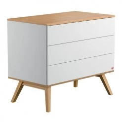 Calicosy Commodes Et Cabinets Commode 3 Tiroirs Avec Piétement En Chêne L100 Cm - Blanc