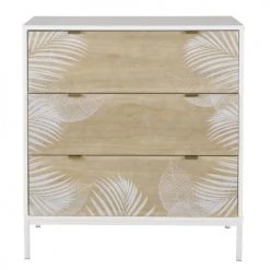 Maisons Du Monde Commodes Et Cabinets Commode 3 Tiroirs Bicolore Motif Végétal Blanc