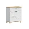 Brw Commodes Et Cabinets Commode 3 Tiroirs Blanc Et Naturel -Coffres et malles Soldes commode 3 tiroirs blanc et naturel