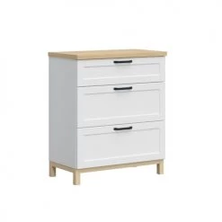 Brw Commodes Et Cabinets Commode 3 Tiroirs Blanc Et Naturel