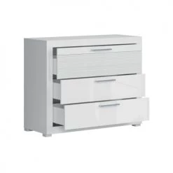 Brw Commodes Et Cabinets Commode 3 Tiroirs Blanc Laqué -Coffres et malles Soldes commode 3 tiroirs blanc laque 2