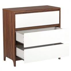 Beliani Commodes Et Cabinets Commode 3 Tiroirs Blanche Et Effet Bois Foncé -Coffres et malles Soldes commode 3 tiroirs blanche et effet bois fonce 2